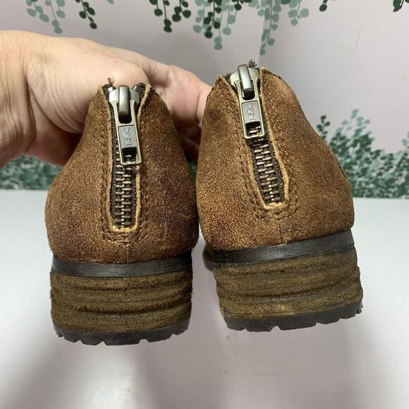 Born Brown Suede Leather Stacked Heel Ankle Booties Size 8M Womens - Picture 8 of 16